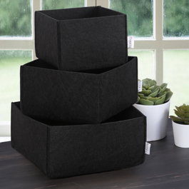 Aberto Design Set de Organizadores de Escritorio de Fieltro de 3 Piezas, Negro